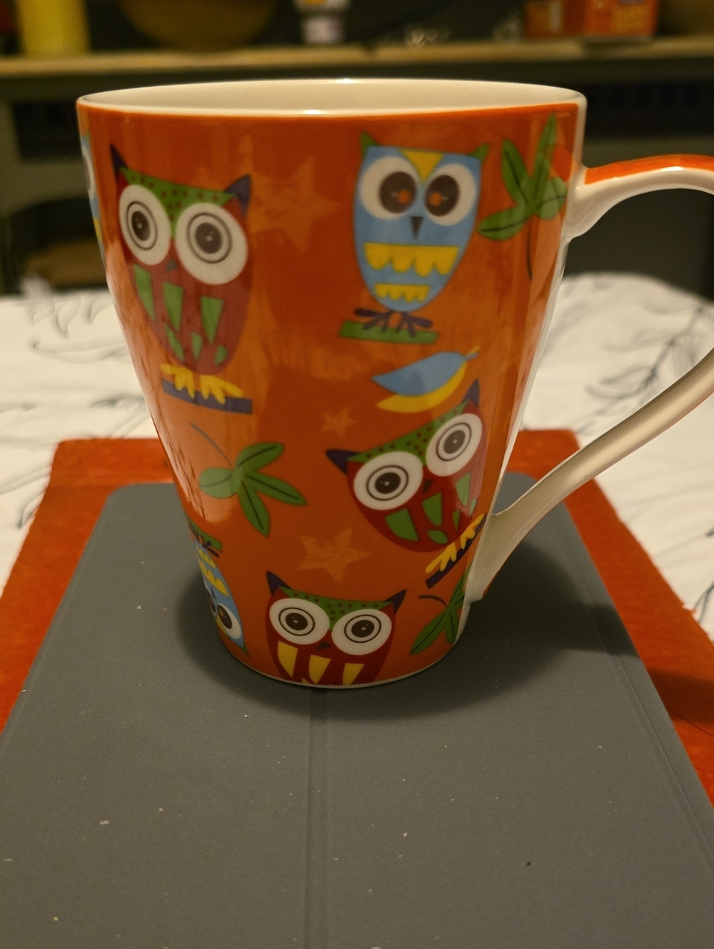 Burton Orange Owl Pattern Ceramic Mug